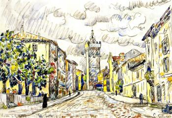 (image for) Handmade oil painting Copy paintings of famous artists Paul Signac's painting, The Tower, Viviers
